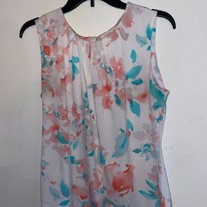 Calvin Klein Pastel Pink, Blue and White Floral Shell Top